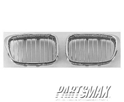 1200 | 2001-2003 BMW 540i Grille assy 4dr sedan; right side; bright & black | BM1200137|51132497262