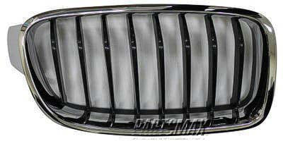 1200 | 2012-2016 BMW 328i Grille assy F30; SPORT|M SPORT; Chrome Trim; RH | BM1200235|51137260498