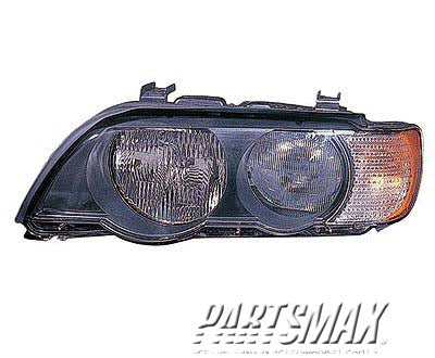2518 | 2000-2003 BMW X5 LT Headlamp lens/housing halogen; w/white turn signals | BM2518110|63126930215