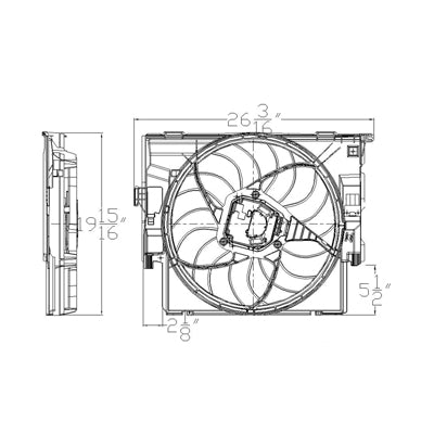 3115 | 2014-2016 BMW 428i Radiator cooling fan assy F32|F33; STANDARD|LUXURY|MODERN|SPORT; 2.0L; Coupe/Conv | BM3115123|17428641964