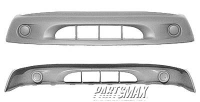 1000 | 1997-2000 DODGE DAKOTA Front bumper cover lower; w/o fog lamps; smooth finish; prime | CH1000289|4897588AB