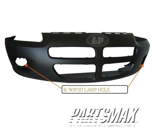 250 | 2001-2003 DODGE STRATUS Front bumper cover 4dr sedan; w/fog lamps; prime | CH1000323|4805250AC