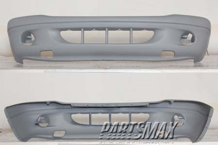 1000 | 2001-2004 DODGE DAKOTA Front bumper cover w/one piece bumper; w/fog lamps; prime; textured top | CH1000349|5083107AB
