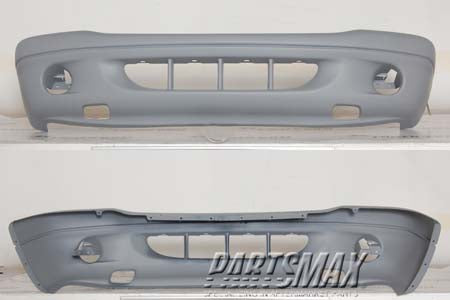 1000 | 2001-2003 DODGE DURANGO Front bumper cover w/one piece bumper; w/fog lamps; prime | CH1000349|5073221AA