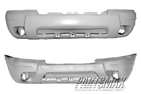 1000 | 2004-2004 JEEP GRAND CHEROKEE Front bumper cover Grand Cherokee Limited/Overland; w/fog lamps; black - paint to match | CH1000410|5JF89WELAB