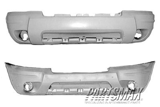 1000 | 2004-2004 JEEP GRAND CHEROKEE Front bumper cover Grand Cherokee Limited/Overland; w/fog lamps; black - paint to match | CH1000410|5JF89WELAB