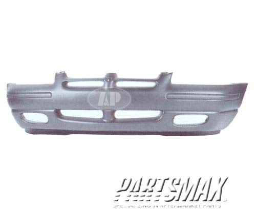 1000 | 1995-1996 DODGE STRATUS Front bumper cover ES model; prime | CH1000809|4778378