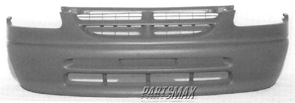 1000 | 1996-1998 DODGE CARAVAN Front bumper cover w/fog lamps; textured finish | CH1000815|4883844AA