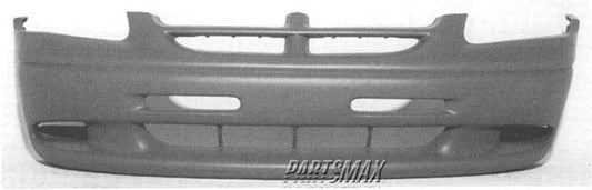 1000 | 1996-2000 DODGE CARAVAN Front bumper cover w/o fog lamps; textured finish; cool gray bottom | CH1000821|4883841AA