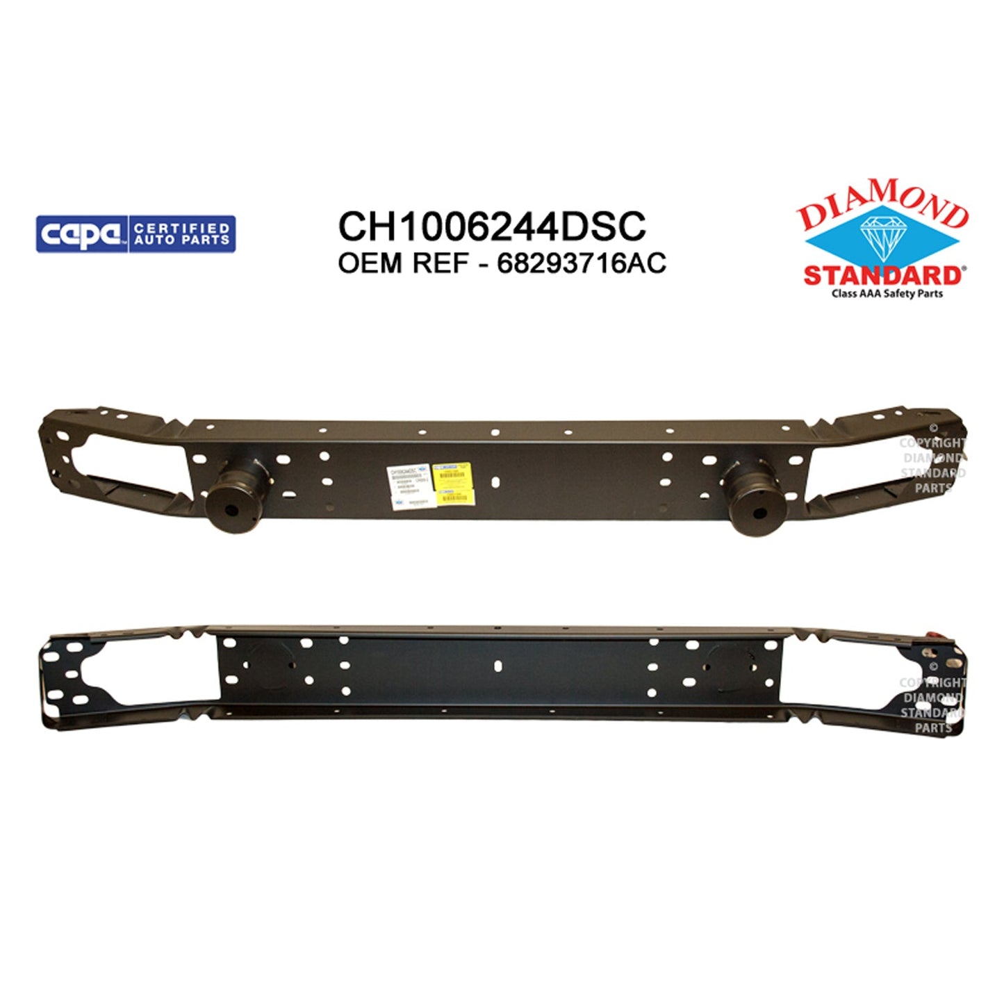 1006 | 2018-2021 JEEP WRANGLER Front bumper reinforcement SAHARA; Code MBA; Painted Bumper | CH1006244|68293716AC