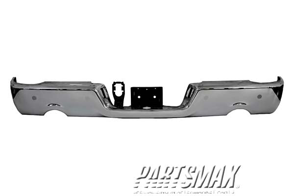 1102 | 2009-2010 DODGE RAM 1500 Rear bumper face bar R1500; w/Dual Exhaust; w/Parking Sensor; Chrome | CH1102365|68049859AB