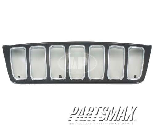 860 | 2001-2003 JEEP GRAND CHEROKEE Grille assy Grand Cherokee Limited/Overland; w/bright inner frame; black-paint to match | CH1200265|5GL79DX8AA