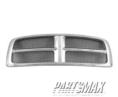 1200 | 2002-2005 DODGE RAM 1500 Grille assy NEW STYLE; Chrome Grille Frame/Black Honeycomb Mesh | CH1200268|55077185AG-PFM