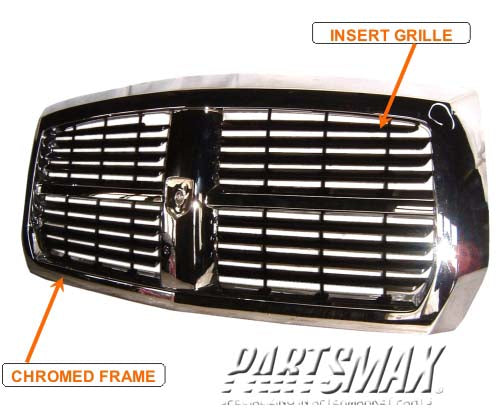 1200 | 2005-2007 DODGE DAKOTA Grille assy Chrome | CH1200279|55077608AA