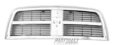 1200 | 2011-2012 RAM 2500 Grille assy Code MFD; Chrome/Black | CH1200336|68001467AB