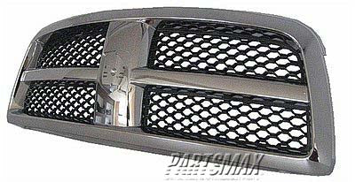 1200 | 2011-2012 RAM 1500 Grille assy Chrome/Black; Code MFD | CH1200347|55277441AB