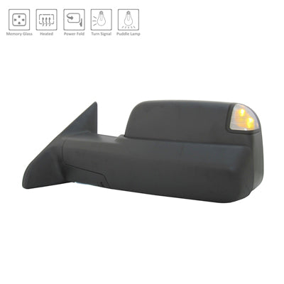 1320 | 2015-2016 RAM 3500 LT Mirror outside rear view w/Towing Pkg; w/Memory; Pwr-Folding; Redesigned S/L & P/L; Textured Black | CH1320402|68412885AC