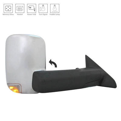 1321 | 2015-2018 RAM 3500 RT Mirror outside rear view w/o Memory; Pwr-Folding; Chrome | CH1321398|68416902AC
