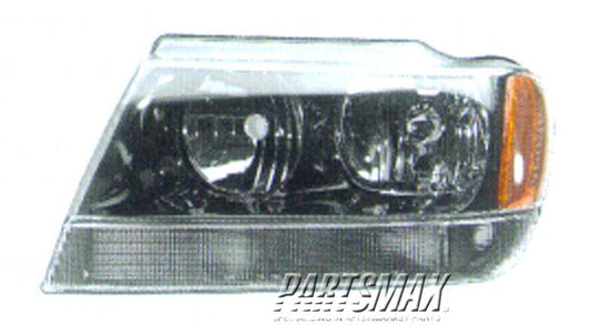 2502 | 2004-2004 JEEP GRAND CHEROKEE LT Headlamp assy composite Grand Cherokee Limited/Overland | CH2502120|55155553AI