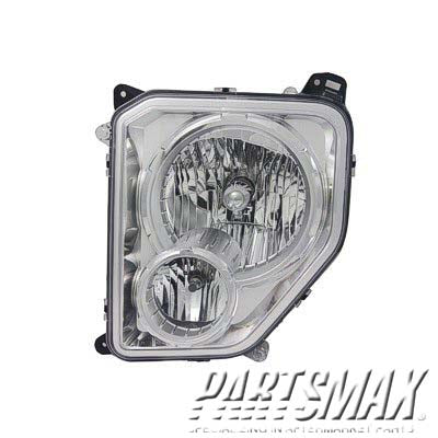 2502 | 2010-2012 JEEP LIBERTY LT Headlamp assy composite w/Fog Lamps; Chrome Bezel; Round Bulb Shield | CH2502233|55157339AE-PFM