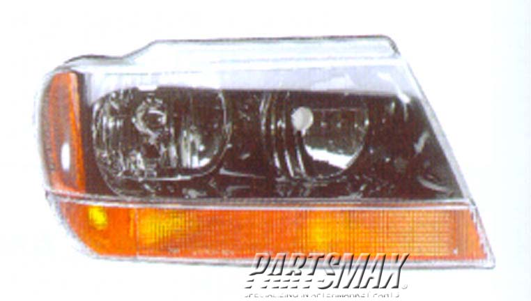 1160 | 1999-2004 JEEP GRAND CHEROKEE RT Headlamp assy composite Grand Cherokee Laredo; to 1/14/02 | CH2503121|5103400AA