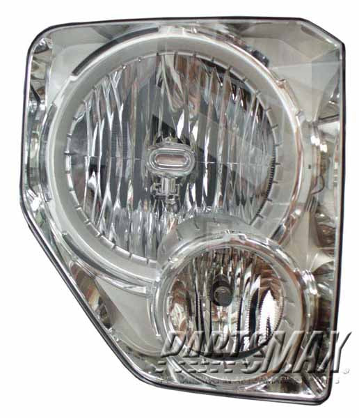 1160 | 2008-2009 JEEP LIBERTY RT Headlamp assy composite w/Fog Lamps; Oval Bulb Shield | CH2503196|55157338AE