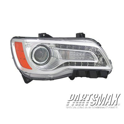 2503 | 2011-2014 CHRYSLER 300 RT Headlamp assy composite Sedan; Halogen; Chrome Bezel | CH2503231|68143002AC
