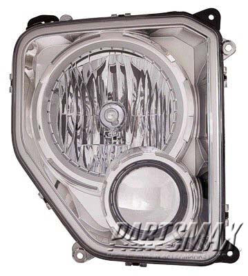 2503 | 2010-2012 JEEP LIBERTY RT Headlamp assy composite w/o Fog Lamps; Chrome Bezel; Round Bulb Shield | CH2503234|57010170AE-PFM