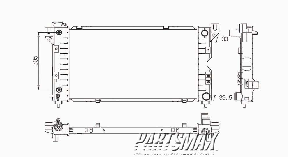 3010 | 1997-2000 PLYMOUTH VOYAGER Radiator assembly w/3.8L V6 engine; w/standard cooling | CH3010164|4682976AC