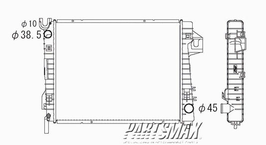 3010 | 2002-2003 DODGE RAM 1500 Radiator assembly w/4.7L V8 engine; late design | CH3010280|52028829AF