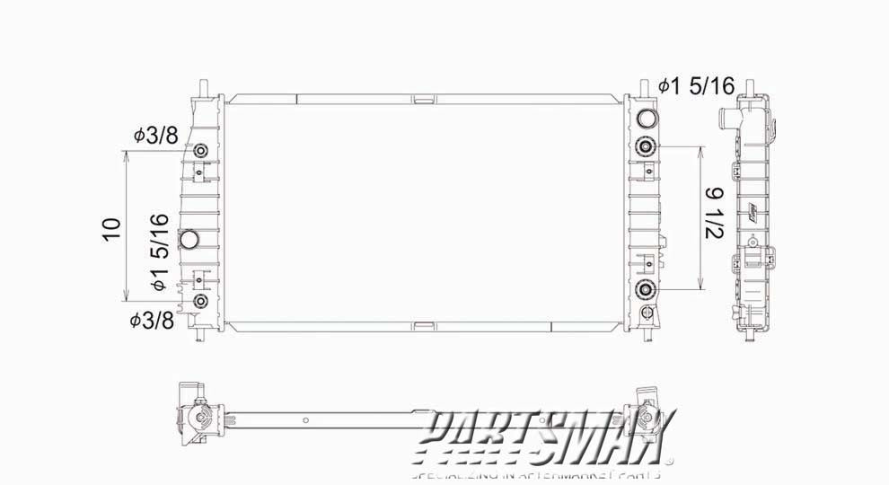 3010 | 2002-2004 CHRYSLER 300M Radiator assembly heavy duty; stamped NMC or NMS | CH3010292|5010359AB