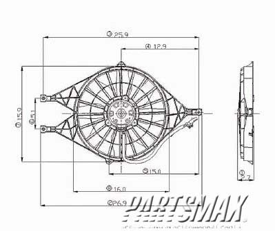 3115 | 2000-2004 DODGE DAKOTA Radiator cooling fan assy electric fan assembly; w/4.7L OHC V8 engine; w/o shrouds | CH3115119|52030033AD