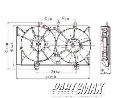 3115 | 2004-2004 DODGE NEON Radiator cooling fan assy electric fan assembly; w/2.4L engine | CH3115136|CH3115136