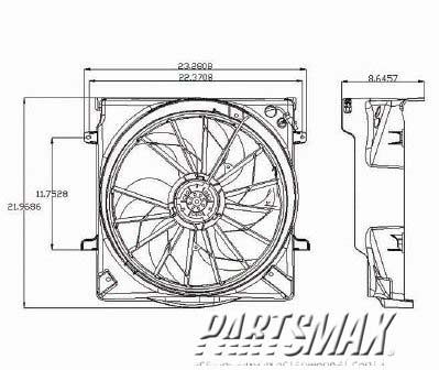 2880 | 2005-2007 JEEP LIBERTY Radiator cooling fan assy blade/motor/shroud | CH3115148|CH3115148