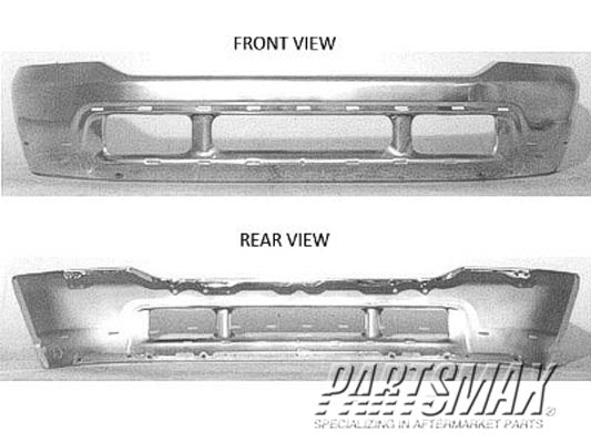 1002 | 1999-1999 FORD F-350 SUPER DUTY Front bumper face bar Chrome | FO1002375|F81Z17757BA