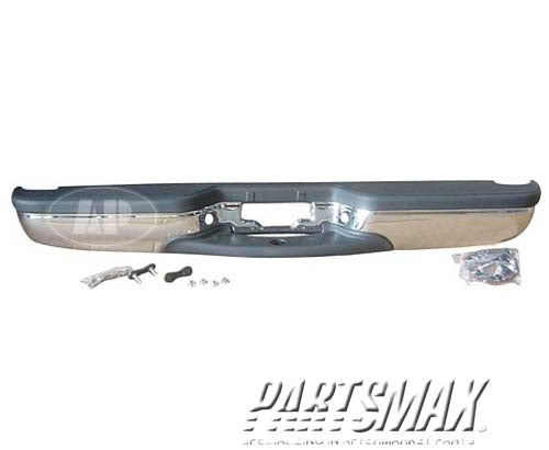 1103 | 1997-2000 FORD EXPEDITION Rear bumper assembly includes pads/brackets/hardware/lic. lamp; bright w/black pads | FO1101122|FO1101122