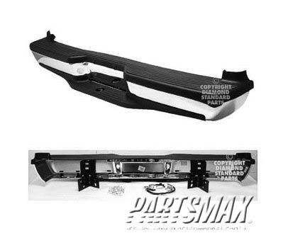 1103 | 1995-1997 FORD EXPLORER Rear bumper assembly includes pads/brackets/hardware/lic. lamp; bright w/black pads; w/o BU sens | FO1101133|FO1101133