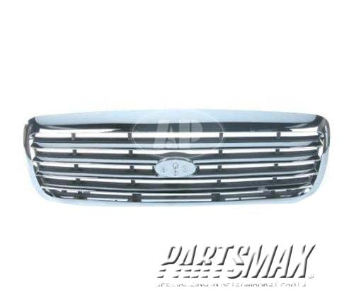 860 | 1998-2011 FORD CROWN VICTORIA Grille assy base model/LX/Police; black & bright | FO1200346|6W7Z8200BA