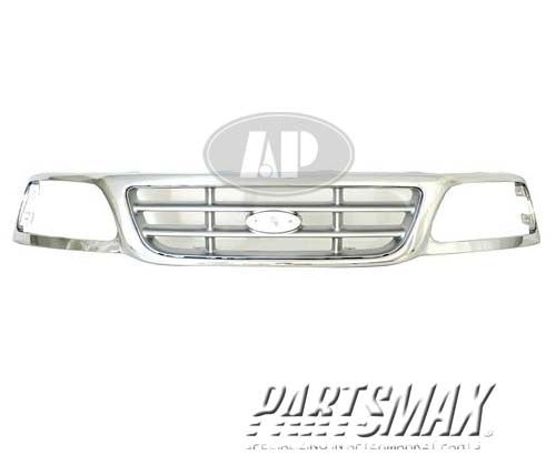 1200 | 2004-2004 FORD F-150 HERITAGE Grille assy w/bright frame w/argent; cross-bar design; XL/XLT Heritage | FO1200371|3L3Z8200AB