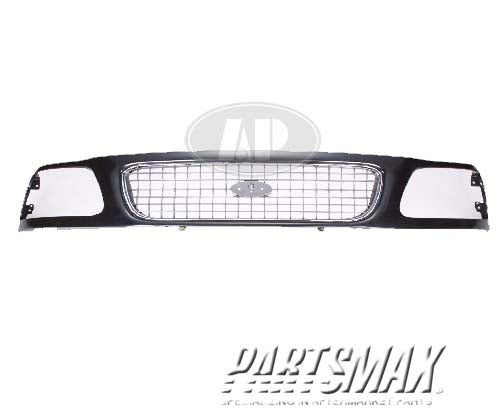 1200 | 1997-1998 FORD EXPEDITION Grille assy Eddie Bauer; matte black outer & bright/argent inner | FO1200386|F85Z8200FPTM