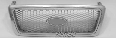 1200 | 2004-2008 FORD F-150 Grille assy except Heritage; Lariat; honeycomb design; bright & silver; w/bright frame | FO1200427|4L3Z8200DA