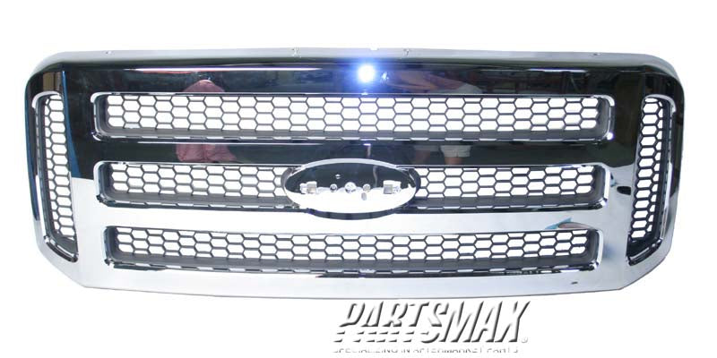 1200 | 2006-2007 FORD F-350 SUPER DUTY Grille assy XLT|OUTLAW|LARIAT; Chrome | FO1200456|6C3Z8200BD