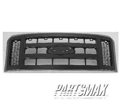 1200 | 2008-2010 FORD F-250 SUPER DUTY Grille assy XL; w/o Chrome Pkg | FO1200497|7C3Z8200AA