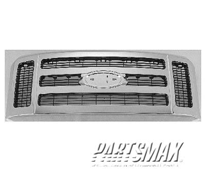 1200 | 2008-2010 FORD F-250 SUPER DUTY Grille assy XLT|LARIAT; Chrome | FO1200500|7C3Z8200BA