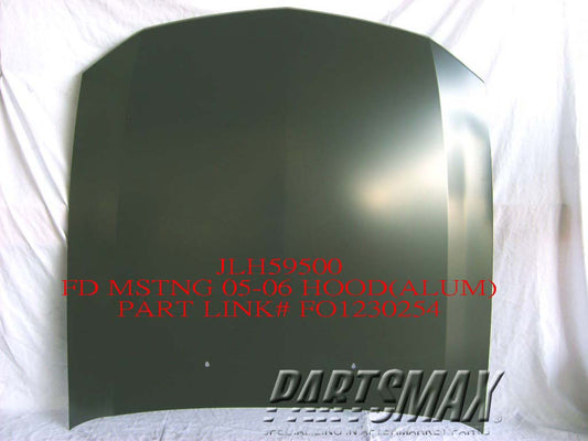 1230 | 2005-2009 FORD MUSTANG Hood panel assy w/o Hood Scoop; aluminum | FO1230254|7R3Z16612B