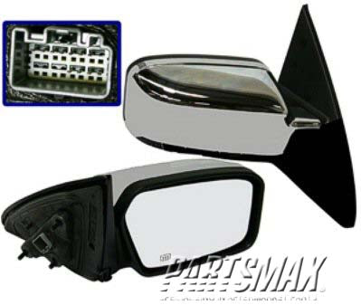 1320 | 2007-2010 LINCOLN MKZ LT Mirror outside rear view Power; Heated; w/o BLIS; w/Chrome Cap; w/o Auto Dimming; see notes | FO1320322|6H6Z17683B-PFM