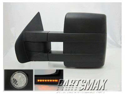 1320 | 2007-2012 FORD F-150 LT Mirror outside rear view Trailer Tow Type; Power; Heated; w/Signal Lamp; w/Puddle Lamp; Black | FO1320369|7L3Z17683AE