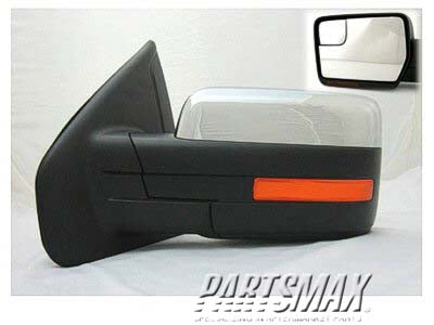 1700 | 2011-2014 FORD F-150 LT Mirror outside rear view Power; Heated; w/o Puddle Lamp; w/Memory; w/Signal; w/o Auto Dimmer; Chrome | FO1320406|BL3Z17683GA-PFM