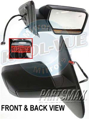 1321 | 2007-2010 FORD EXPEDITION RT Mirror outside rear view Power; Heated; Man Folding; w/Memory; w/Puddle Lamp; w/Signal Lamp; Black | FO1321363|8L1Z17682BA