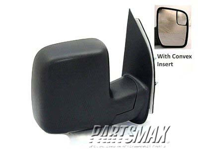 1321 | 2010-2014 FORD E-350 SUPER DUTY RT Mirror outside rear view Sail Type; Manual; w/Integrated Spotter; Textured Black | FO1321395|AC2Z17682BA